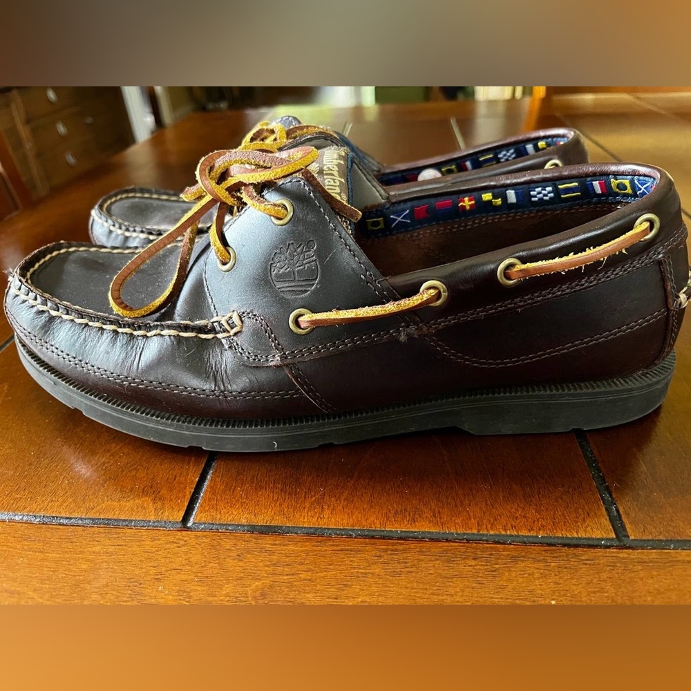 Timberland brown leather boat shoes size 11